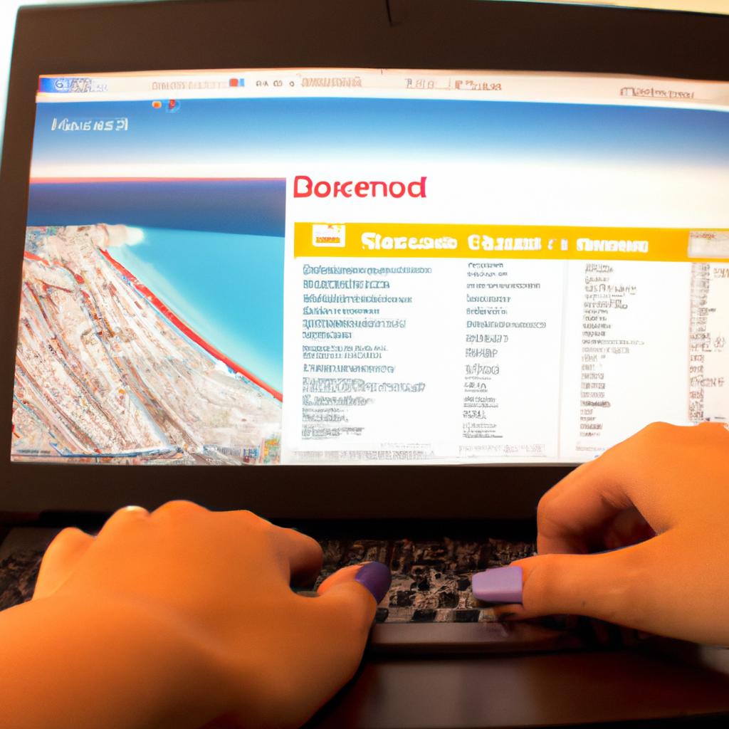 Person browsing travel directory online