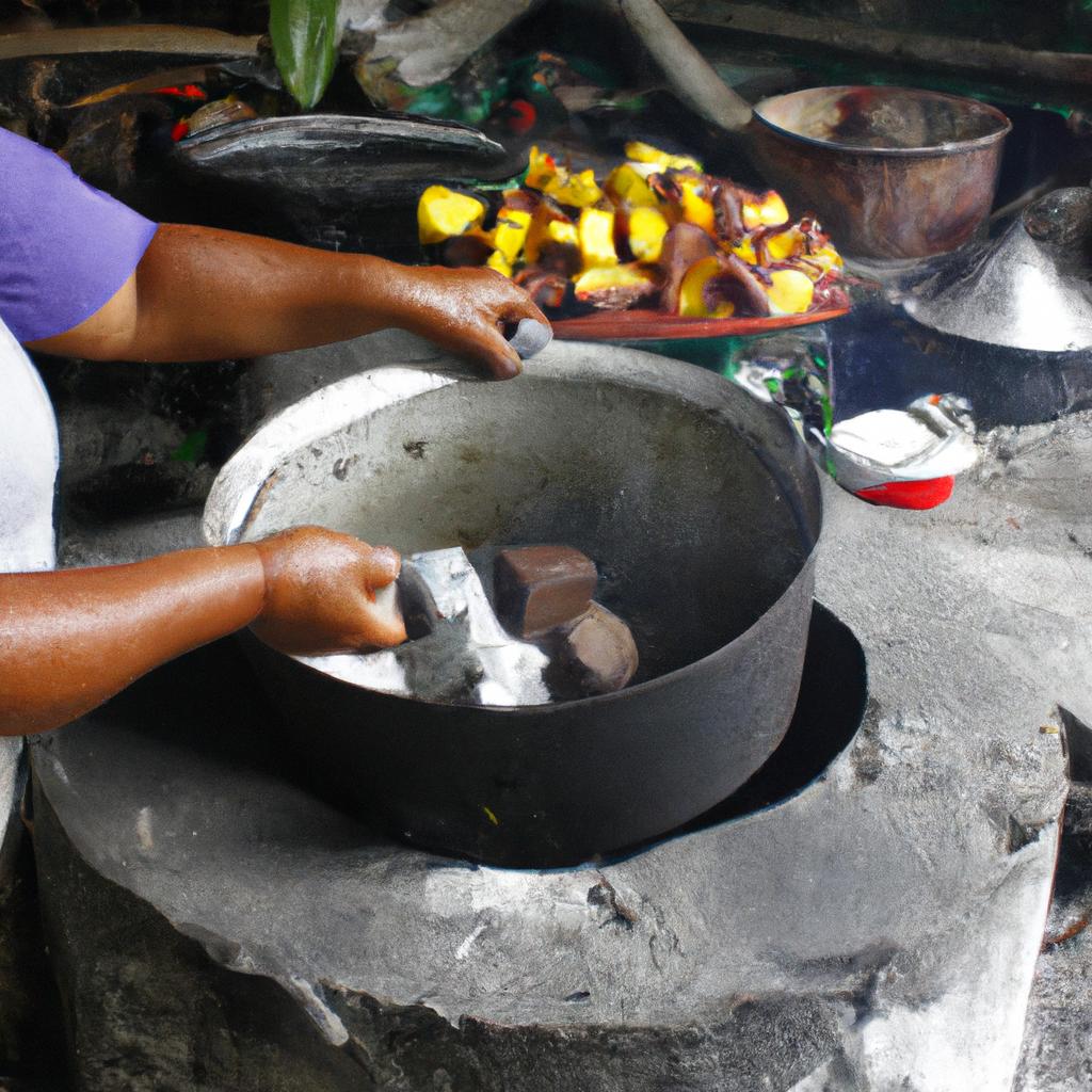 Person cooking local regional dish